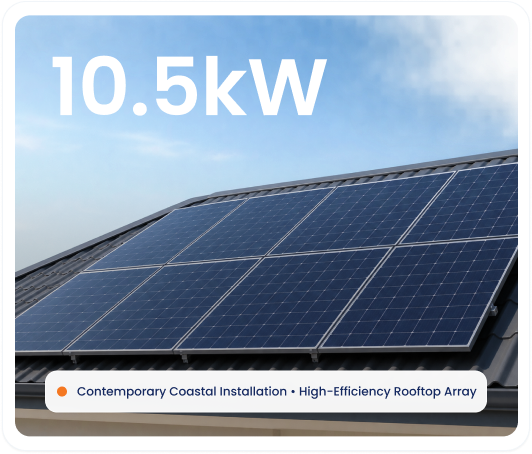 Contemporary coastal installation with a high-efficiency rooftop array