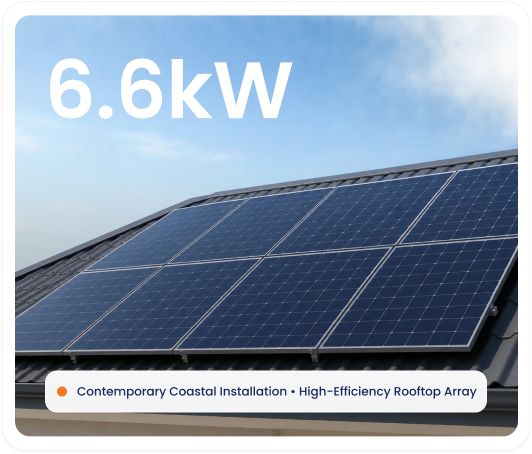 Contemporary coastal installation with a high-efficiency rooftop array